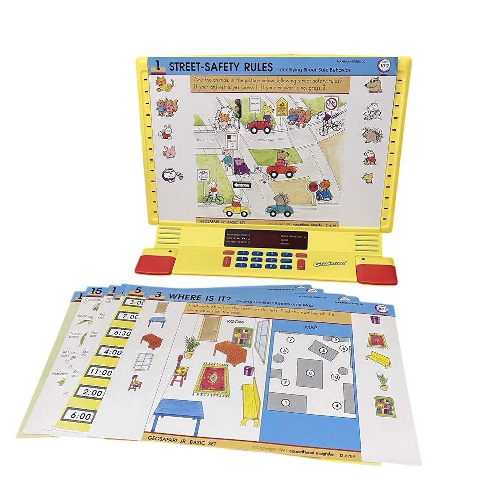 Vintage GeoSafari Jr. EI-8855 Electronic Learning Game Unit w/ 11 Cards Tested